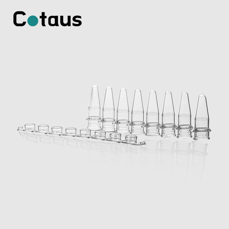 0.2ml විනිවිද පෙනෙන PCR 8-තීරු නල